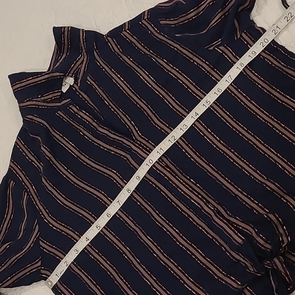 Bella Dahl Cropped Tie Front Button Up Adjustable Sleeve Copper Blouse Sz Med - Picture 10 of 13